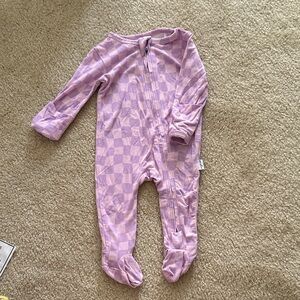 Lavender Check Footie Pajamas